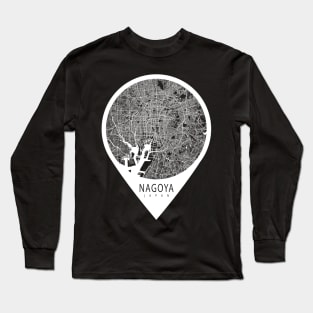 Nagoya, Japan City Map - Travel Pin Long Sleeve T-Shirt